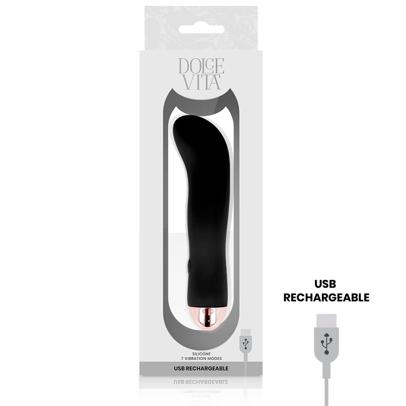 DOLCE VITA - WIEDERAUFLADBARER VIBRATOR, ZWEI SCHWARZE, 7 GESCHWINDIGKEITEN