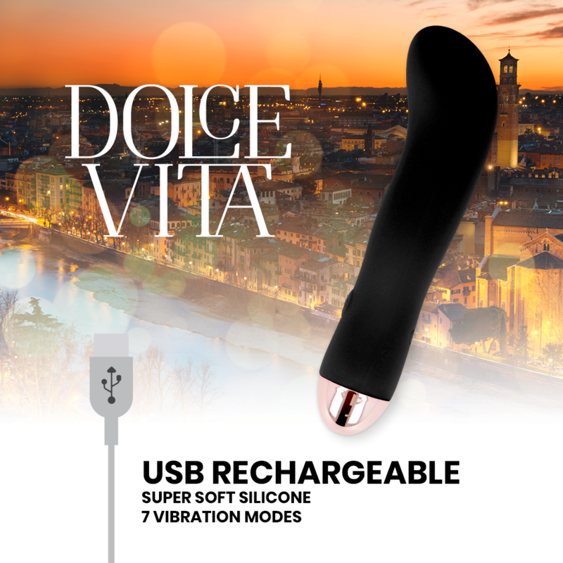 DOLCE VITA - WIEDERAUFLADBARER VIBRATOR, ZWEI SCHWARZE, 7 GESCHWINDIGKEITEN