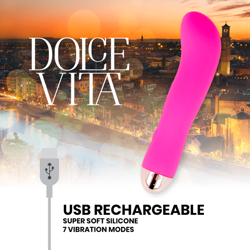 DOLCE VITA - WIEDERAUFLADBARER VIBRATOR, ZWEI ROSA LICHTER, 7 GESCHWINDIGKEITSSTUFEN
