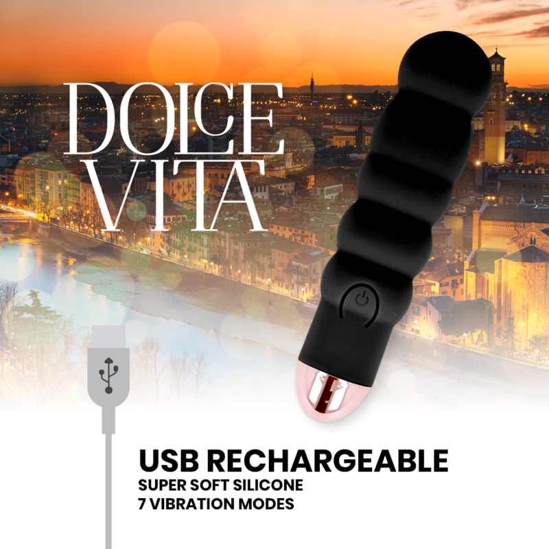 DOLCE VITA - WIEDERAUFLADBARER VIBRATOR SECHS SCHWARZ 7 GESCHWINDIGKEITEN