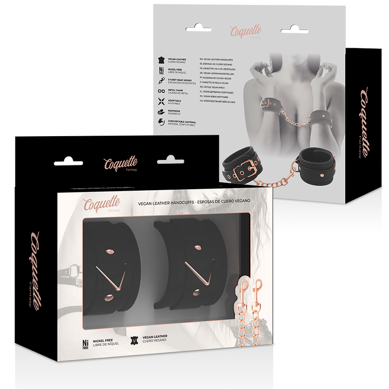 Fantasy-Handschellen aus veganem Leder mit Neoprenfutter