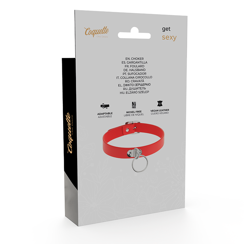Rote Halskette aus veganem Leder für Damen, Fetisch-Accessoire