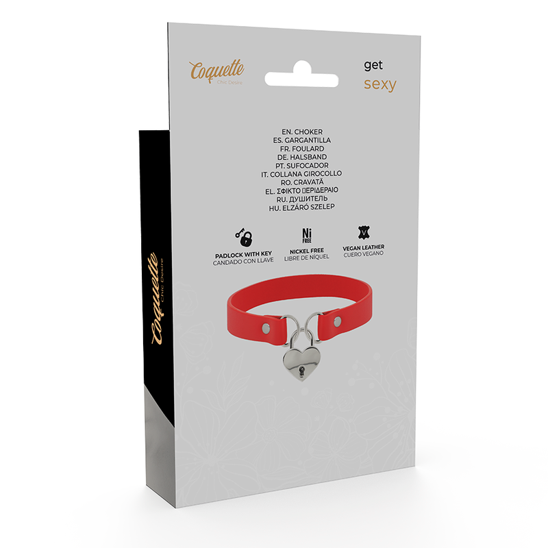 Rote Halskette aus veganem Leder mit Herz-Accessoire mit Schlüssel?