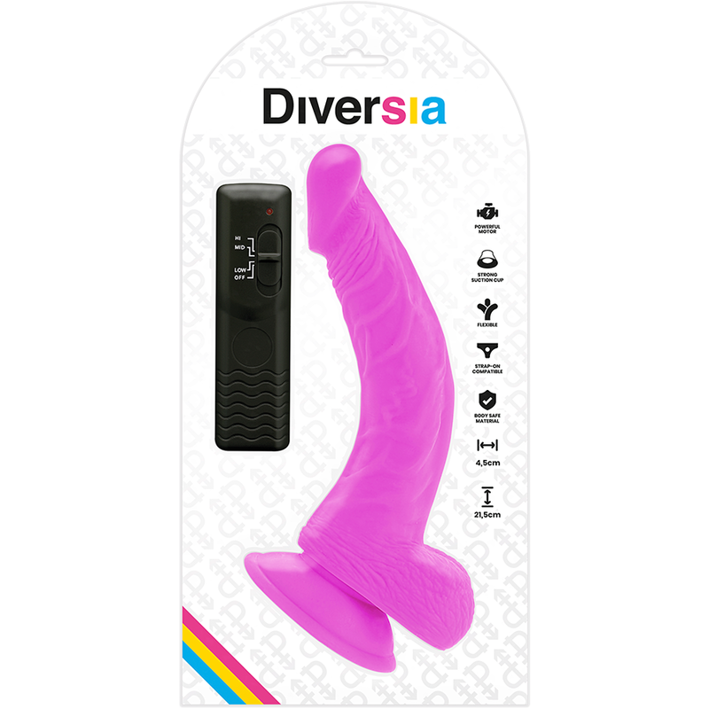 Lila flexibler vibrierender Dildo 21,5 cm -o- 4,5 cm