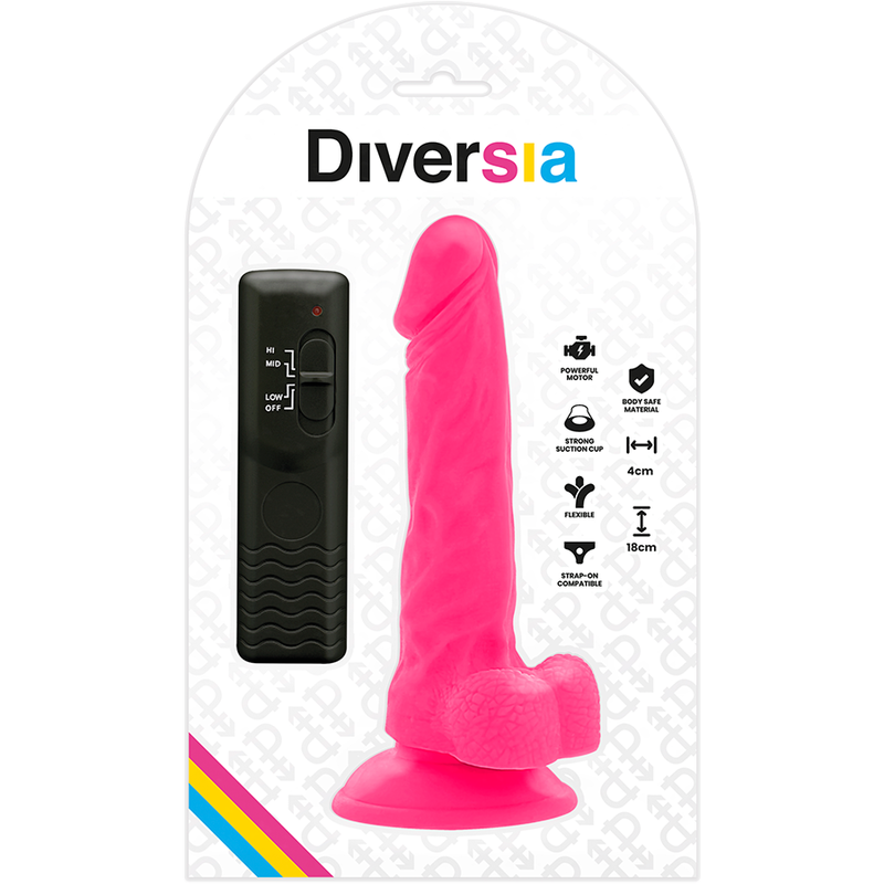 DIVERSIA - PINK FLEXIBLES, LEUCHTENDES DILDO 18 CM -O- 4 CM