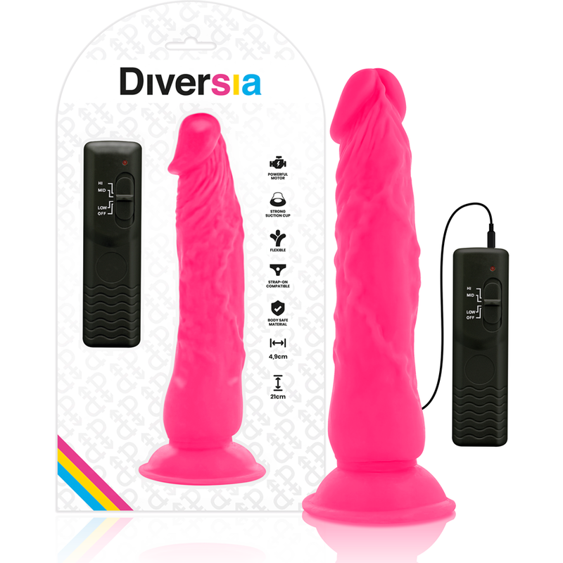 DIVERSIA – PINK FLEXIBLER, LEUCHTENDES DILDO 21 CM – O – 4,9 CM