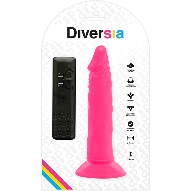 DIVERSIA – Weicher Dildo mit Vibration, Rosa, 23 cm – O – 4,3 cm