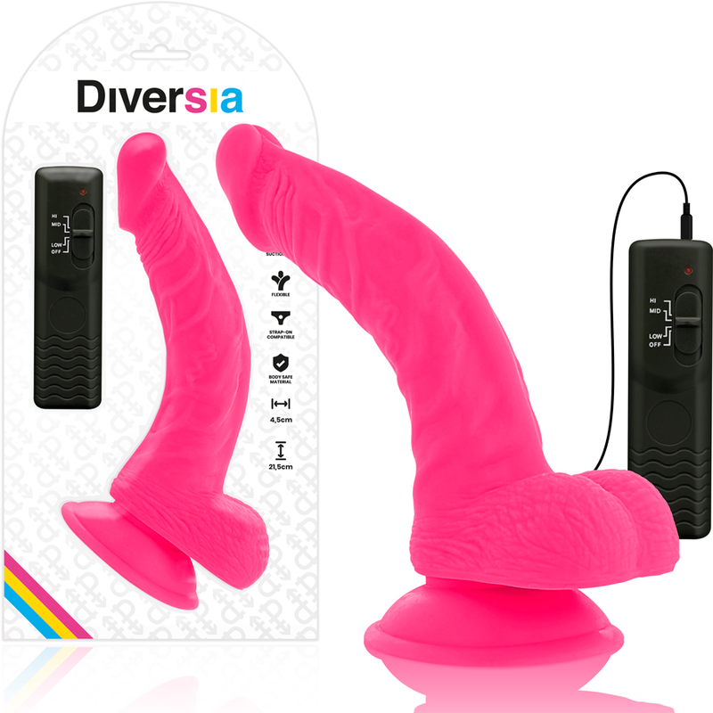 DIVERSIA – PINK FLEXIBLER, LEUCHTENDES DILDO 21,5 CM – O – 4,5 CM