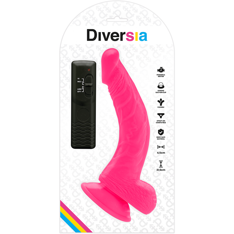 DIVERSIA – PINK FLEXIBLER, LEUCHTENDES DILDO 21,5 CM – O – 4,5 CM