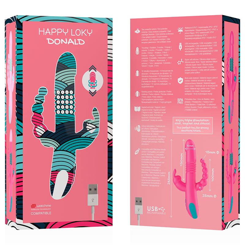 Donald Dreifachstimulation: Anal-, G-Punkt- und Klitoris-Watchme-kompatible kabellose Technologie