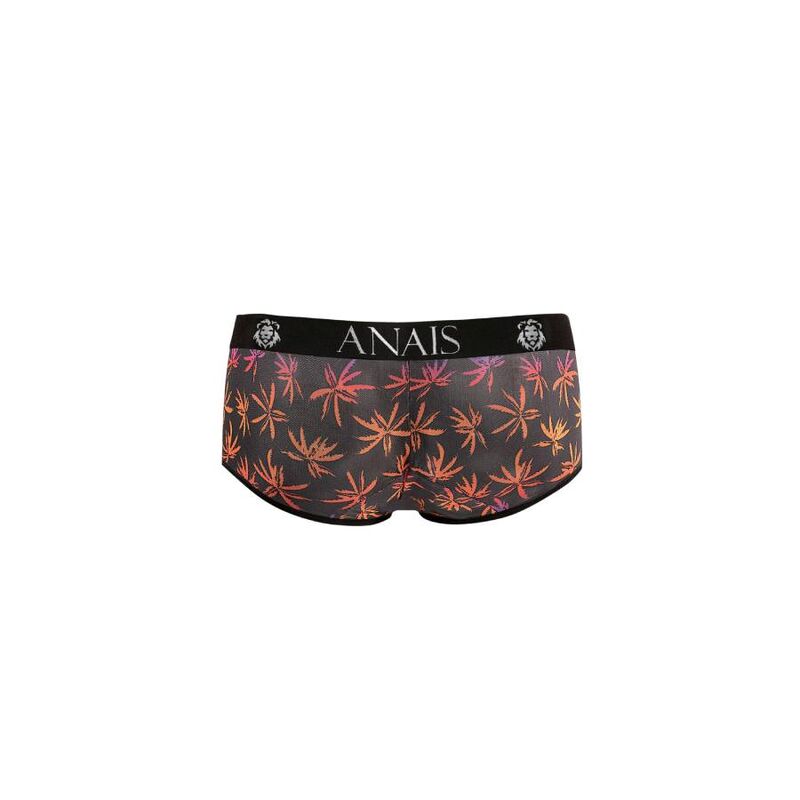 Dos du boxer court Chill taille S Anais Men à plat, tulle noir aux palmiers colorés