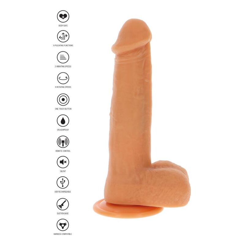 Vibrierender Dildo aus Haut mit rotierenden Kugeln