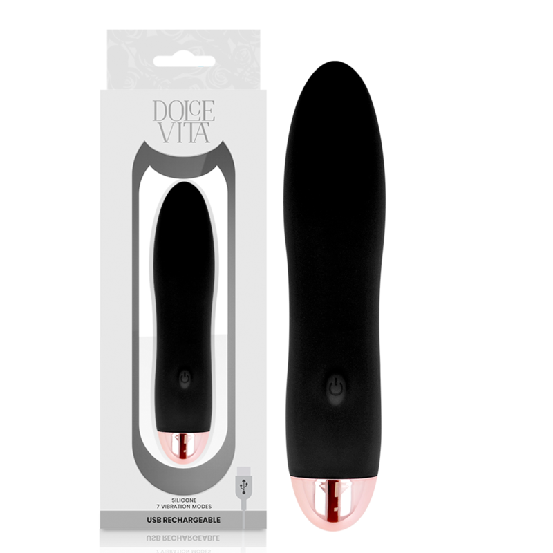 DOLCE VITA - WIEDERAUFLADBARER VIBRATOR, VIER SCHWARZ, 7 GESCHWINDIGKEITEN