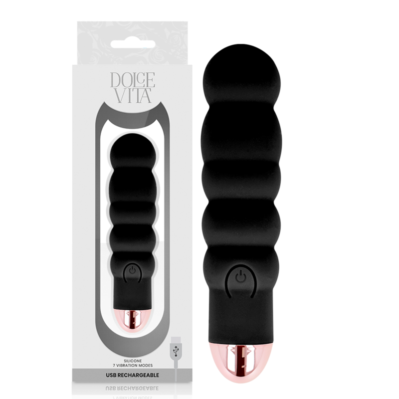 DOLCE VITA - WIEDERAUFLADBARER VIBRATOR SECHS SCHWARZ 7 GESCHWINDIGKEITEN