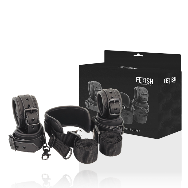 Fetisch-Submissive - Masterposition mit 4 gefütterten Nopren-Handschellen