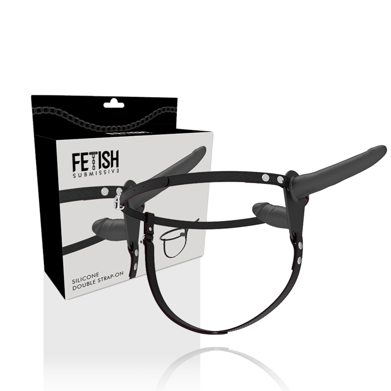 Fetisch-Unterwürfigkeitsgeschirr - Doppelte Penetration Schwarz