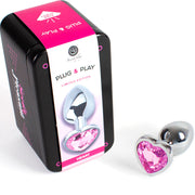 Analplug aus Metall in Fuchsia-Herzform, klein, 7 cm