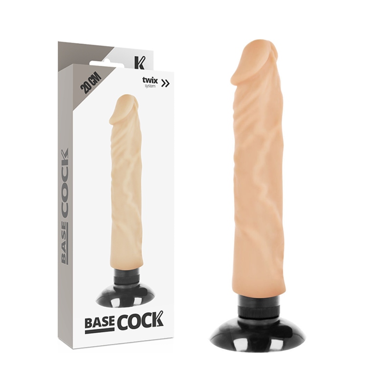BASECOCK - REALISTISCHER 2-IN-1-VIBRATOR SCHWARZ 20 CM -O- 4 CM