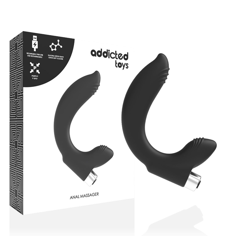 ADDICTED TOYS – Wiederaufladbarer Prostata-Vibrator Modell 7 – Schwarz