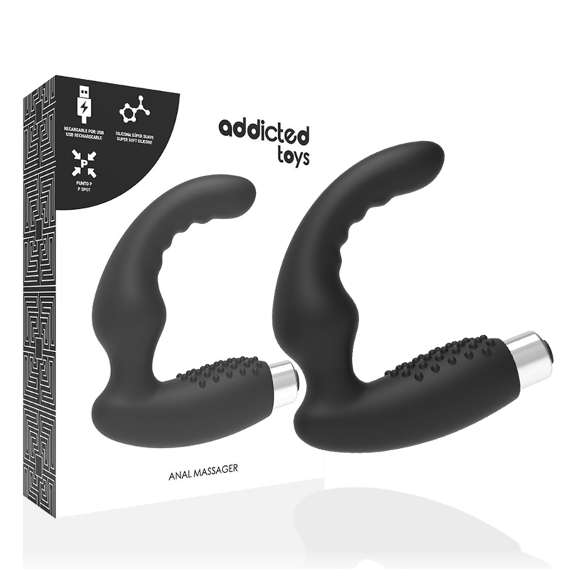 ADDICTED TOYS – Wiederaufladbarer Prostata-Vibrator Modell 2 – Schwarz