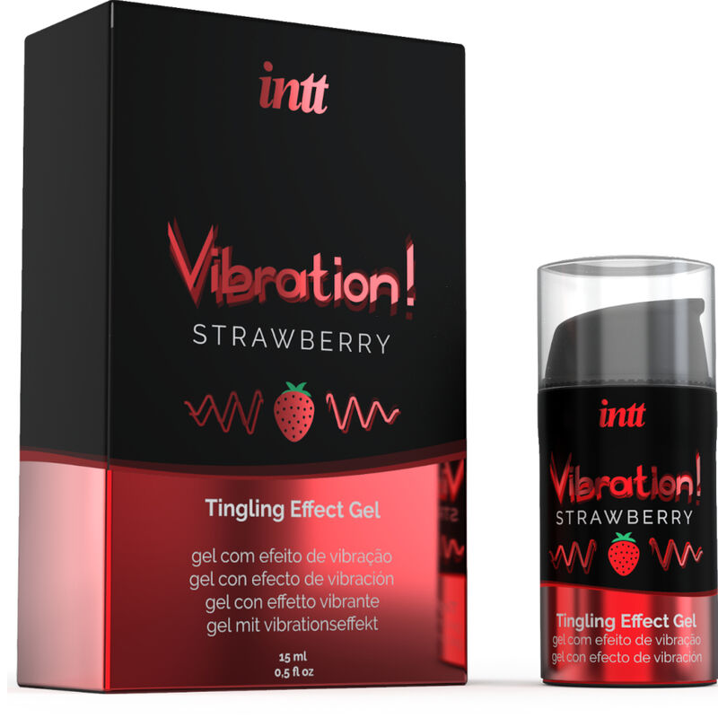 INTT – Leistungsstarkes, vibrierendes Flüssiggel zur Stimulation des Intimbereichs, Erdbeere, 15 ml