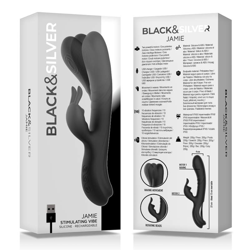 BLACK&amp;SILVER – Wiederaufladbarer Silikon-Kaninchenstimulator von Jamie Black