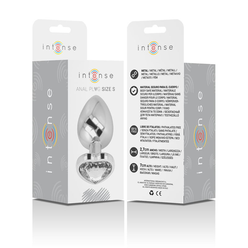 Weißer Herz-Analplug aus Aluminiummetall, Größe S