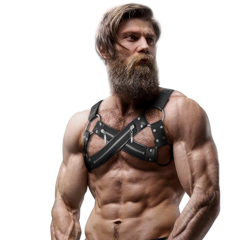 Verstellbarer Neopren-Kreuz-Brustgurt für Herren mit Reißverschlüssen