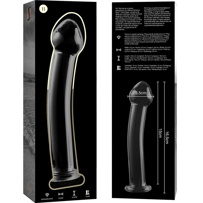 NEBULA-SERIE VON IBIZA – MODELL 11 DILDO AUS KLAREM BOROSILIKATGLAS, 16 CM O- 3 CM