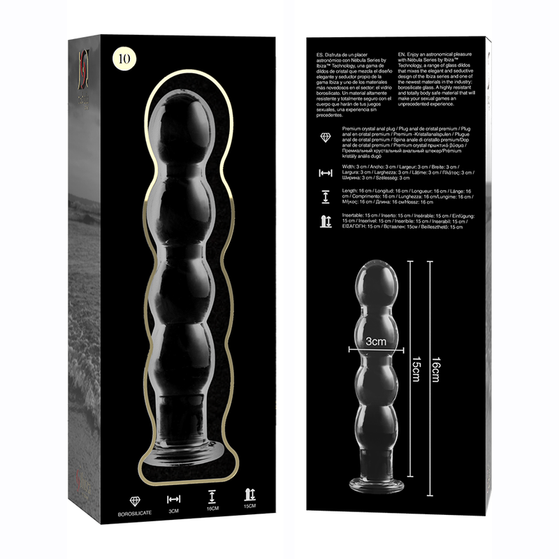 NEBULA-SERIE VON IBIZA – MODELL 10 DILDO AUS KLAREM BOROSILIKATGLAS, 16,5 CM O 3,5 CM