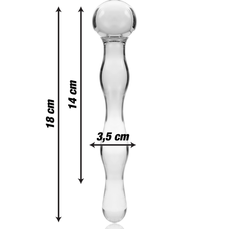 NEBULA-SERIE VON IBIZA – MODELL 13, KLARER BOROSILIKATGLAS-DILDO, 18 CM O – 3,5 CM