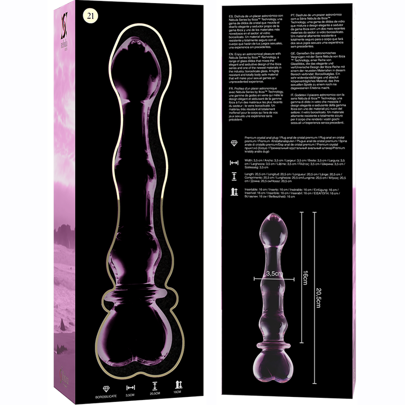 Gode en Verre Borosilicate Modèle 21 Rose 20,5 cm - Nebula Series By Ibiza