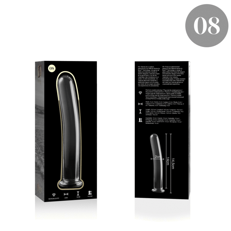 NEBULA-SERIE VON IBIZA – MODELL 8 DILDO AUS KLAREM BOROSILIKATGLAS, 14,5 CM O 2 CM