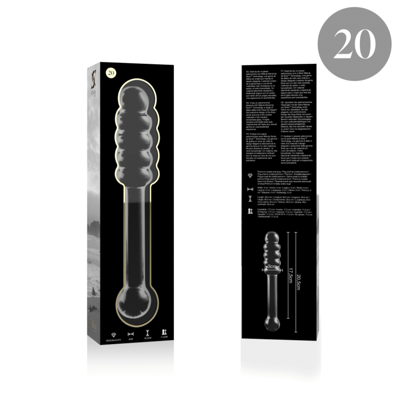 NEBULA-SERIE VON IBIZA – MODELL 20 DILDO AUS KLAREM BOROSILIKATGLAS, 20,5 CM O- 3 CM