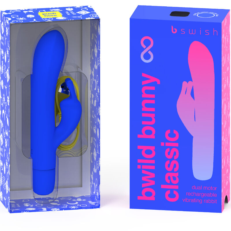 Klassischer wiederaufladbarer Silikonvibrator „Bunny Infinite“ von Bwild, blau