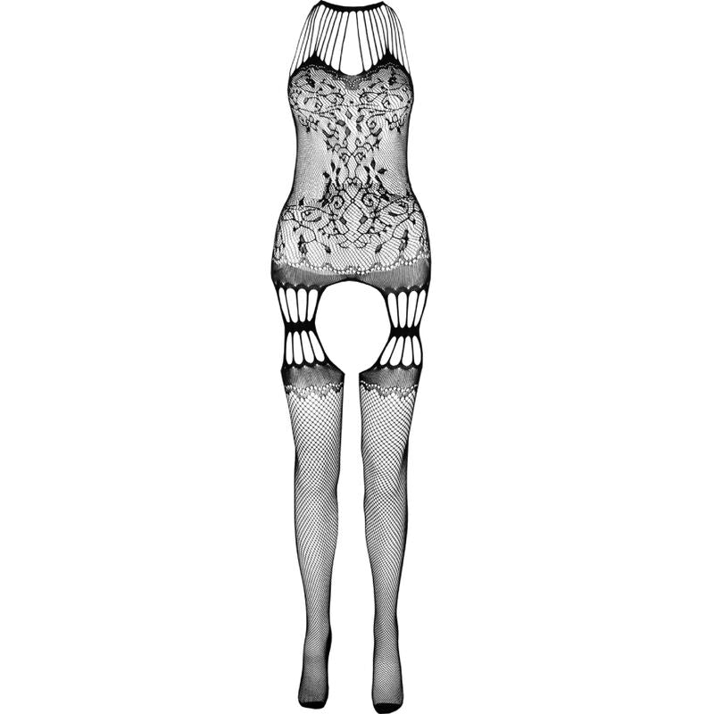 PASSION - BS095 SCHWARZER BODYSTOCKING EINHEITSGRÖSSE