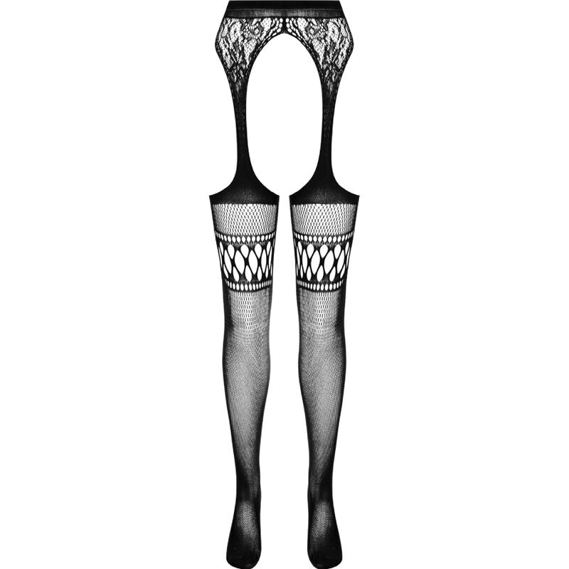 PASSION - SCHWARZE STRUMPFHOSE MIT STRUMPFHALTER S026 EINHEITSGRÖSSE