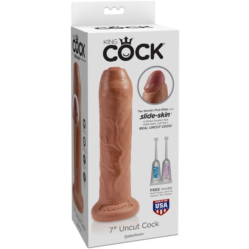 Realistischer unbeschnittener Penis 17,8 cm Karamell