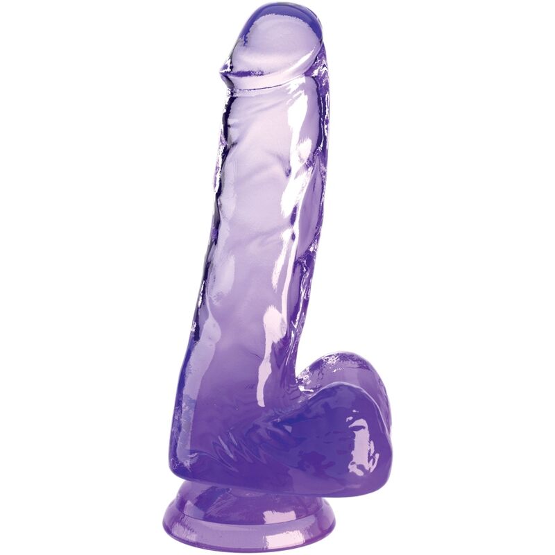 Durchsichtiger realistischer Penis mit Hoden 13,5 cm lila