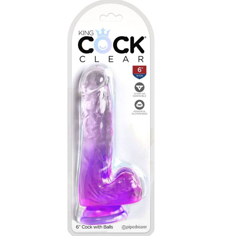 Durchsichtiger realistischer Penis mit Hoden 13,5 cm lila