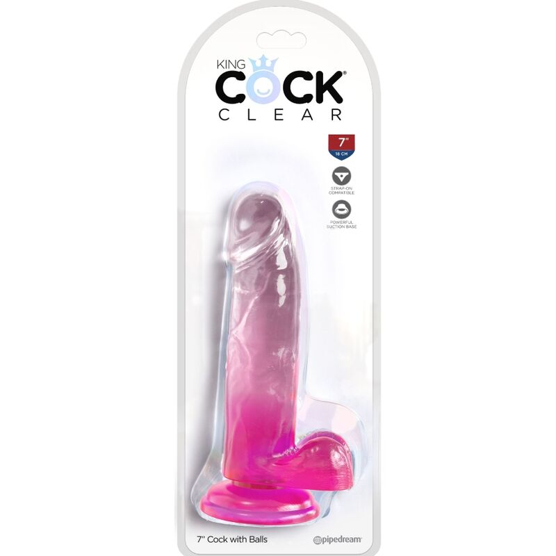 Durchsichtiger realistischer Penis mit Hoden 15,2 cm rosa