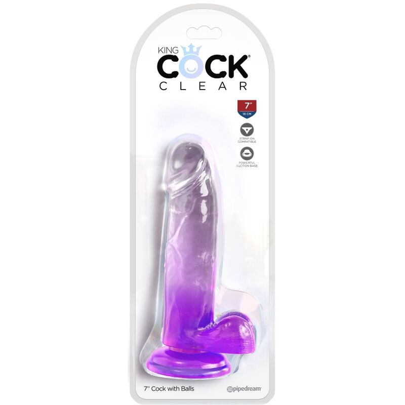 KING COCK - REALISTISCHER, TRANSPARENTER PENIS MIT HODEN 15,2 CM LILA