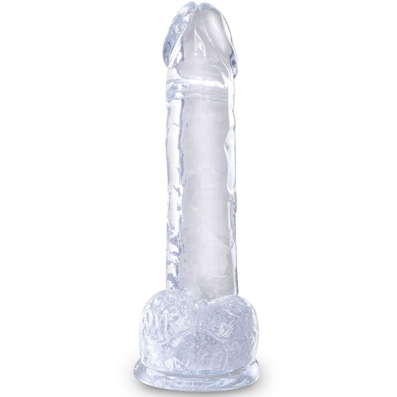 Durchsichtiger realistischer Penis mit Hoden 15,2 cm transparent