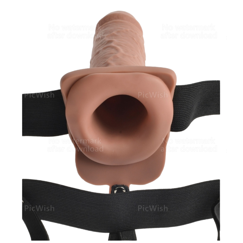 Verstellbarer realistischer Penisgurt mit wiederaufladbaren Kugeln und Vibrator 7"