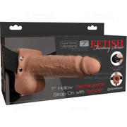 Verstellbarer realistischer Penisgurt mit wiederaufladbaren Kugeln und Vibrator 7"