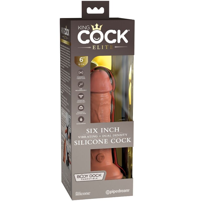 Elite Realistischer Dildo mit Vibration und Silikon, 15,2 cm, Karamell