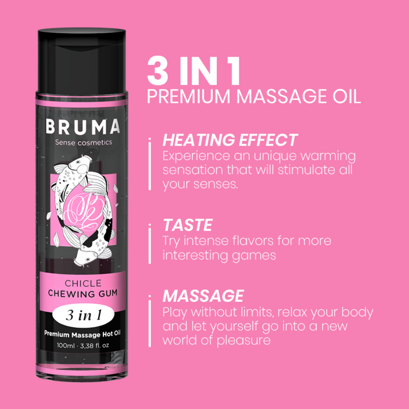 BRUMA – Premium-Massageöl mit wärmender Wirkung und Gummibärchengeschmack 3 in 1 – 100 ml