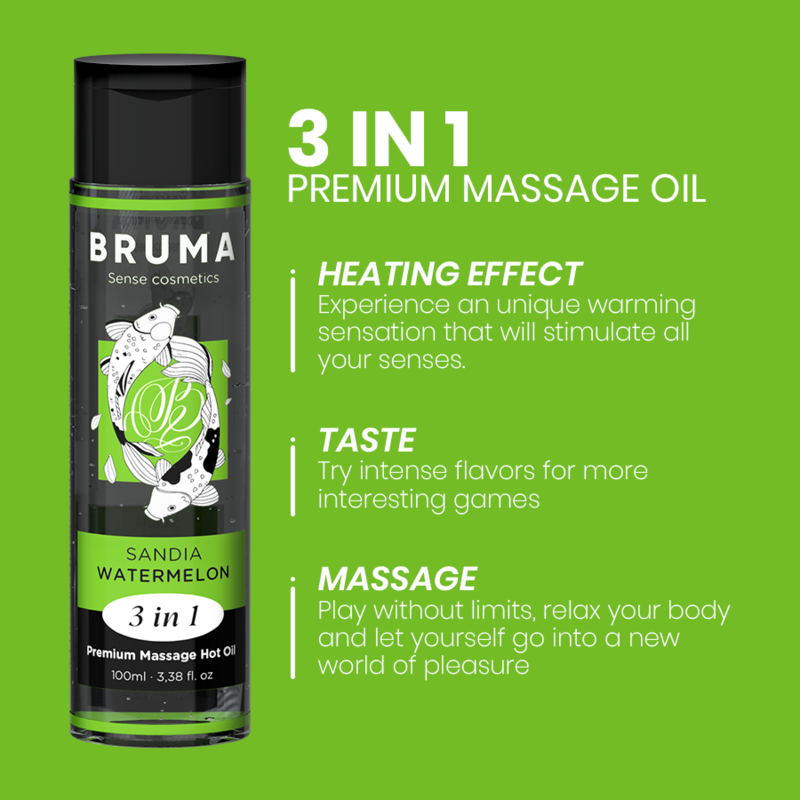 BRUMA – PREMIUM WÄRMENDES MASSAGEÖL MIT WASSERMELONENGESCHMACK 3 IN 1 – 100 ML