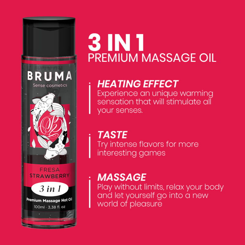 BRUMA – PREMIUM WÄRMENDES MASSAGEÖL ERDBEERGESCHMACK 3 IN 1 – 100 ML