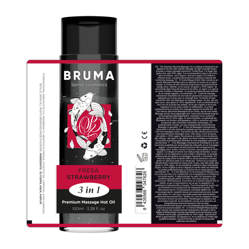 BRUMA – PREMIUM WÄRMENDES MASSAGEÖL ERDBEERGESCHMACK 3 IN 1 – 100 ML